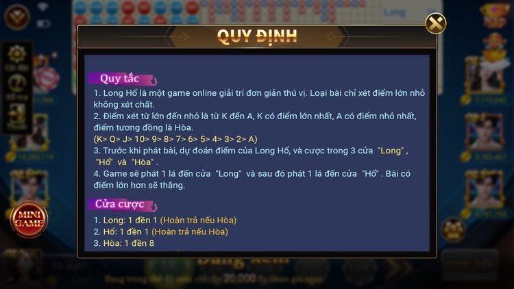 Luật chơi game long hổ DWIN68