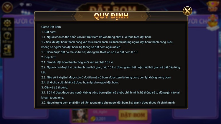 Quy định chơi đặt bom DWIN