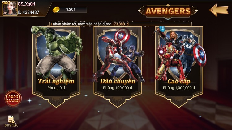 Sảnh game Avengers DWIN