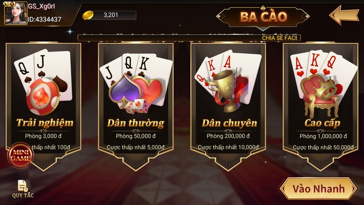 Sảnh game bài ba cào DWIN68