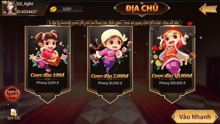 Sảnh game bài địa chủ DWIN68