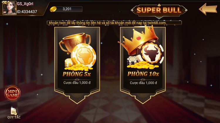 Sảnh game bài Super Bull DWIN68